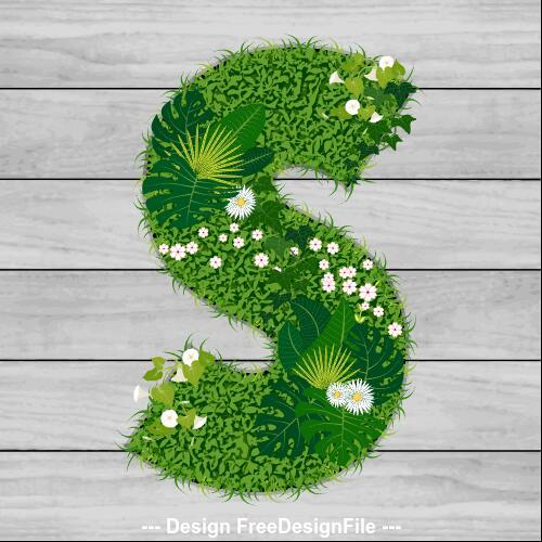 S floral letters vector