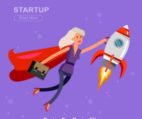 STARTUP cartoon illustration vector