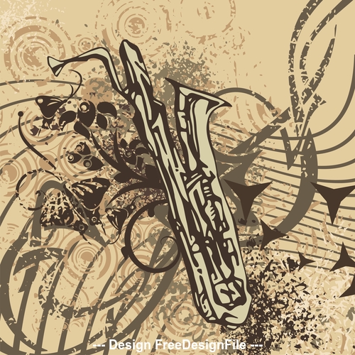 Saxophone grunge background vector