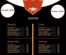 Seafood restaurant menu template vector