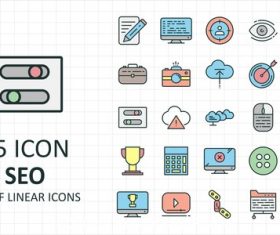 Seo set of linear icon collection vector