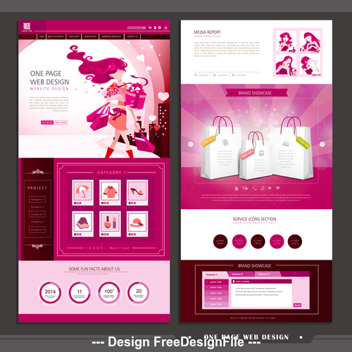 Shopping list page website design template vector