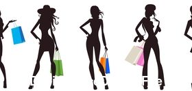 Silhouette shopping woman vector