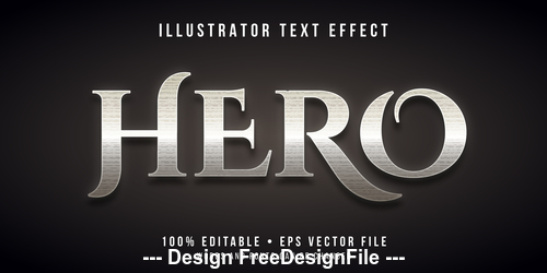 Silver editable font effect text vector