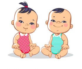 Smiling male and female babies vector