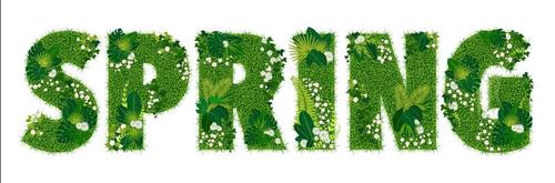 Spring floral letters vector