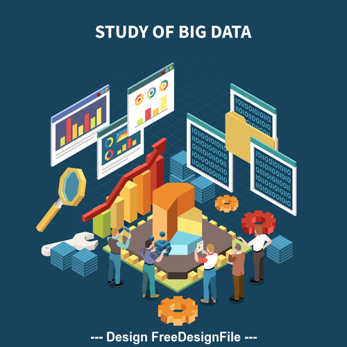 Study of big data illustration vector