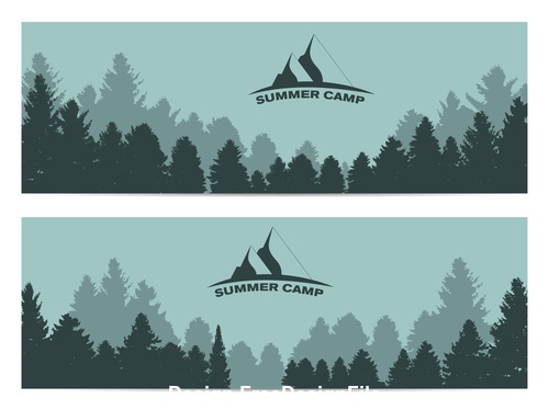 Summer camp background banner vector free download