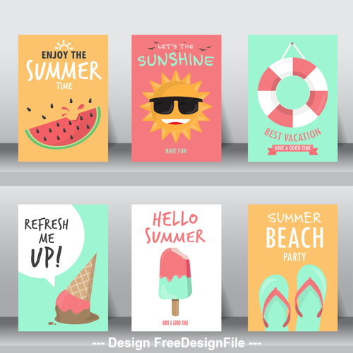 Summer card collection vector