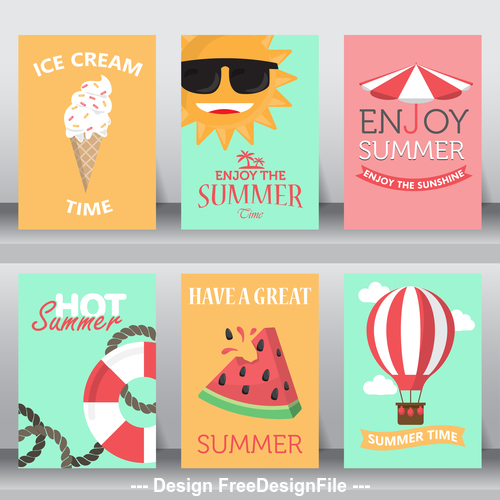 Summer element card collection vector