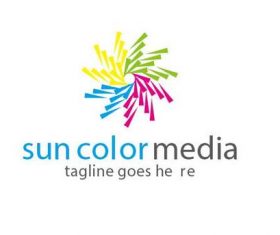 Sun color media logo vector