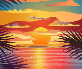 Sunrise nature landscape vector