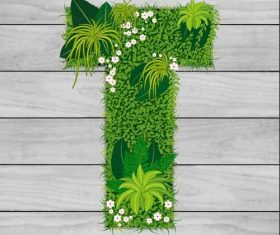 T floral letters vector