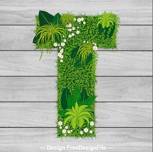 T floral letters vector