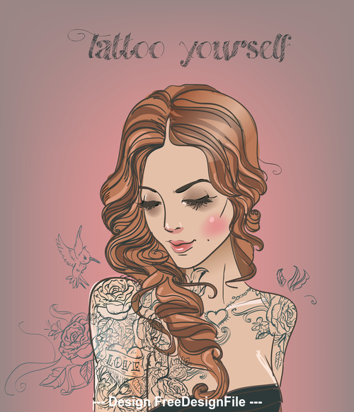 Tattoo women vector