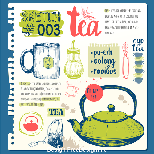 Tea sketch illustration vector