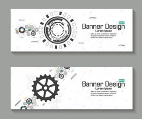 Technology banner vector template with gear