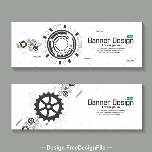 Technology banner vector template with gear
