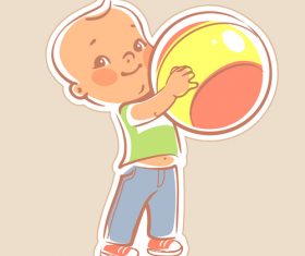 Toddler holding ball vector