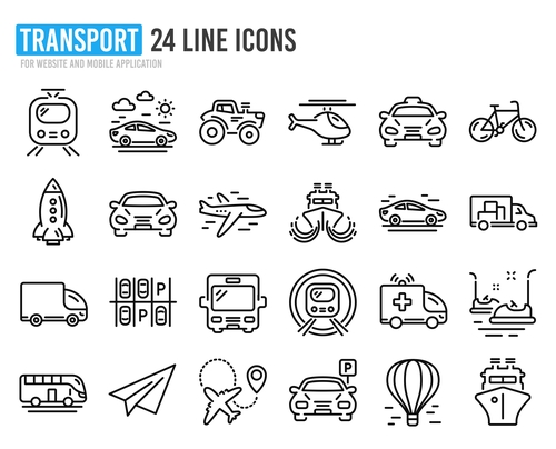 Transport icon collection vector