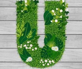 U floral letters vector