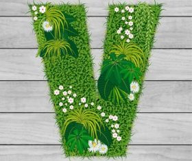 V floral letters vector