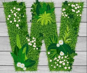 W floral letters vector