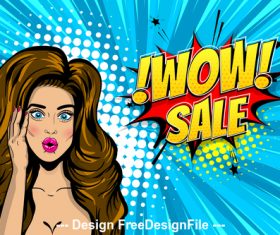 WOW sale art illustration style vector