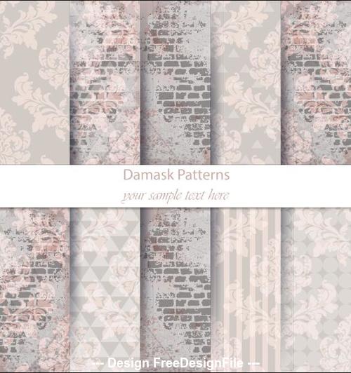 Wall background damask patterns vector