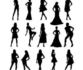 Woman silhouettes in different poses vector