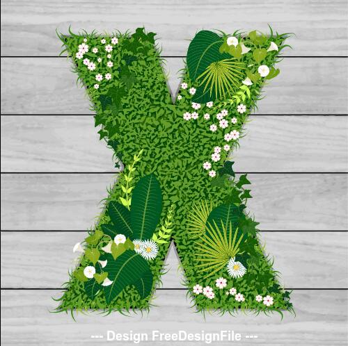 X floral letters vector