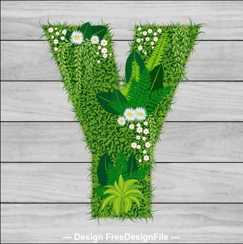 Y floral letters vector