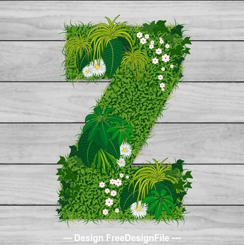 Z floral letters vector