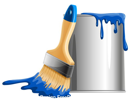 Brushand Blue Paint Bucket Vector Free Download