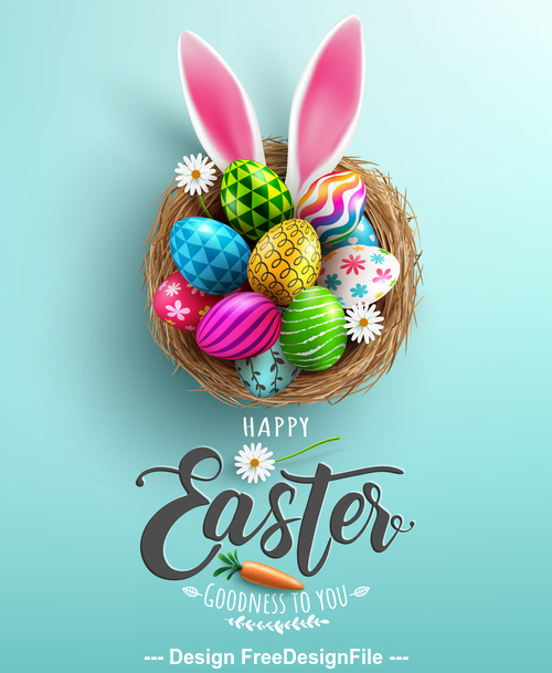 Easter eggs in nest vector free download