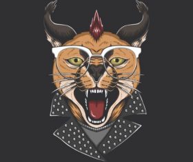 Angry Tiger with Eyeglass Vector