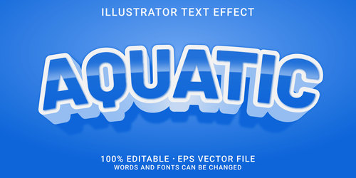 Aquatic editable font ffecte text vector