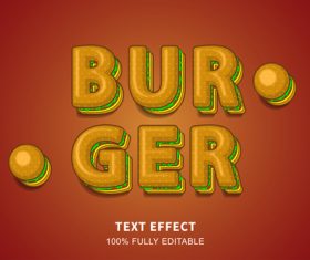 BURGER editable effect text illustration vector