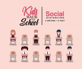 Back to School and Social Distancing Vector