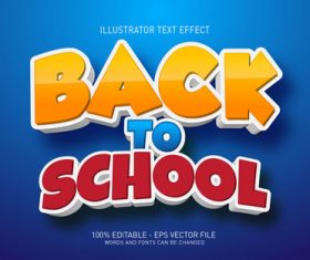 Back to school editable font effect text vector