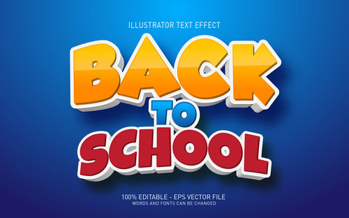 Back to school editable font effect text vector