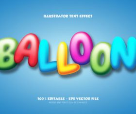 Balloon editable font effect text vector