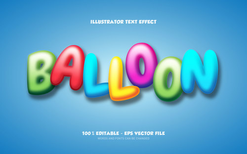 Balloon editable font effect text vector