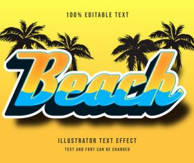 Beach done editable font effect text vector