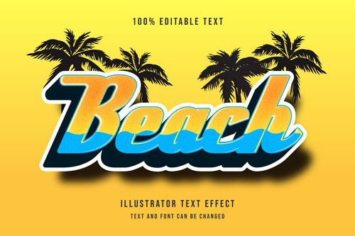Beach done editable font effect text vector