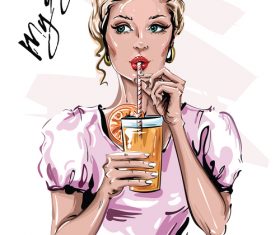 Beautiful young woman vector