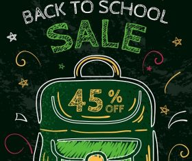 Black Board With Bag Back To School Background Vector