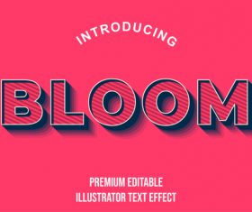 Bloom editable font effect text illustration vector