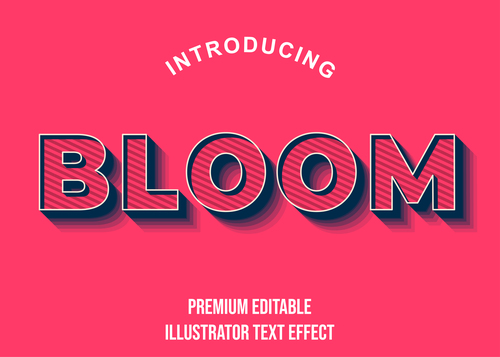 Bloom editable font effect text illustration vector