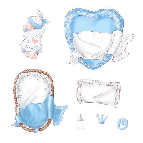 Blue Baby Sleeping with Bed Vector